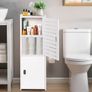 3 Tier Bathroom Storage Cabinet, Freestanding Organizer with Doors, White Waterproof Storage Floor Cabinet for Bedroom, Toilet, Living Room, Kitchen, Balcony, Office Image 3