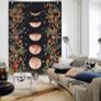 Moonlit Garden Tapestry, Moon Phase Tapestries Flower Vine Tapestry Black Background Floral Tapestry Wall Hanging for Room (MULTIPLE SIZES) Image 3