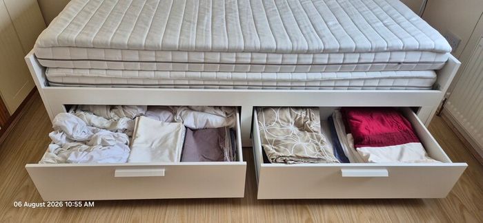 Ikea day bed, 2 mattresses and 2 mattress toppers