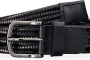 HUGO BOSS Men's Leather Belt, Sash-EL-Wn_Sz35 50487001 , Black1, 105 / XL