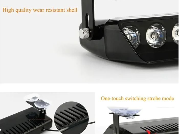 12-Led Strobe Flash Light Emergency Warning with Suction Cups