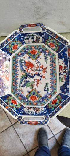 Japanese Antique Octagonal Dish, Amari Fukagawa, Stamped, Excellent Condition .