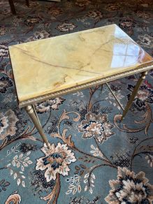 Antique style brass table with Onyx table top