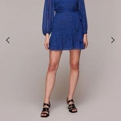 BNWT - Whistles Blue Warped Star Print Dobby Dress UK 14