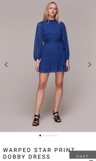 BNWT - Whistles Blue Warped Star Print Dobby Dress UK 14