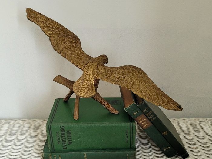 Vintage xl brass bald eagle on perch