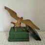 Vintage xl brass bald eagle on perch Image 2