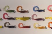 No#8 - New - Set of 15pcs mix colour Mini soft lures 4,5-5cm on jig heads No 1 and 1/0 and 4-5g - Pike Perch Trout Salmon Bass Cod Pollock