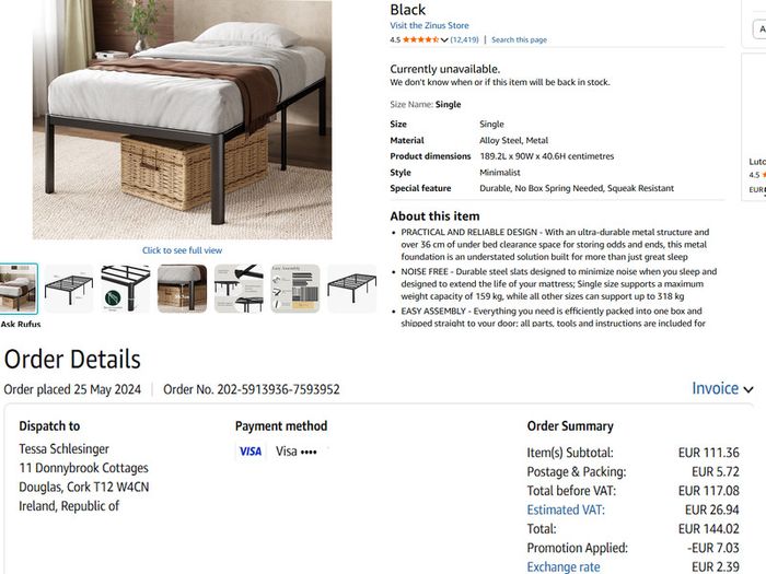 Twin Single Metal Bed that is high to put things underneath