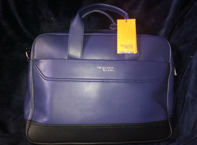 Trussardi Jeans leather business Brief Case shoulder travel Bag brand new with tag