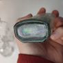160 - Set of 5 Vintage Clear Glass Decorative Collectible Cork Top Bottles Image 7