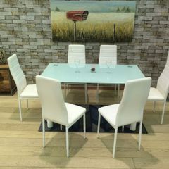 White Glass Dining Set Seats 6 Nov, Dec Offer!