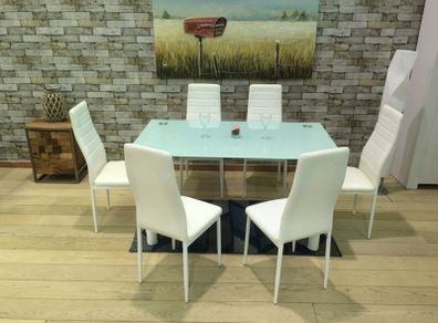 White Glass Dining Set Seats 6 Nov, Dec Offer!