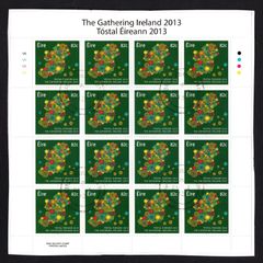 2013 Ireland The Gathering Ireland 2013 Commemorative Stamp Sheetlet Plate 1A1A1A1A Fine Used with Dublin cancel of 24th January 2013 (First day of issued) on envelope extract