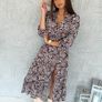 Long Midi Dress with geometric pattern buttons Image 5