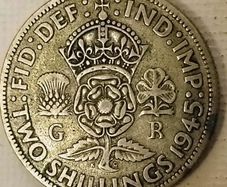 English 2 Shilling Coin 1945