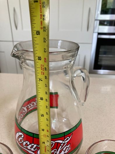 Coca Cola Liberty Stained Jug Set With Two Glasses