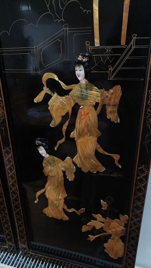 set of 4 Chinese lacquered wall panels