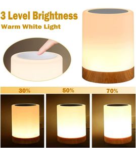LED Night Light Touch Lamp Bedside Table Lamp for Kids Bedroom Rechargeable Dimmable Warm White Light + RGB Color Changing