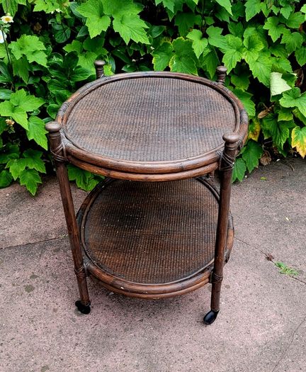 Early 20th century french bamboo drinks trolley