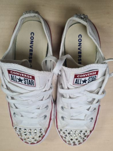 girls CONVERSE ALL STAR BLING low canvas trainers runners size UK 2 EU 34 youths
