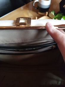 ladies black and cream handbag
