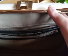 ladies black and cream handbag