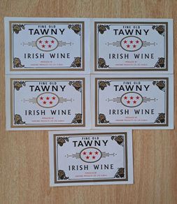 Lot of 5 Vintage fine old Tawny Irish wine labels
