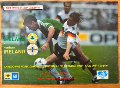 Republic of Ireland v Northern Ireland Official Souvenir Programme Wed 11th October 1989