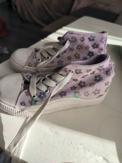 Girls Floral High Top Trainers.