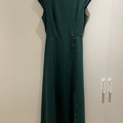 Rihoas Green Boat Neck Cutout Back Midi Dress