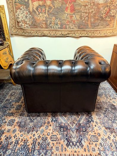 Vintage Chesterfield Club Chair in Rich Faded Brown Leather