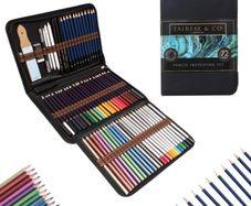 72 Piece Pencil Sketching Set with Portable Case | Premium Quality Drawing Pencils Artists Drawing and Sketching Pencil Set with Case Shading & Colouring Pencils Set Art Tool Kit (FREE POSTAGE)