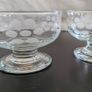 Vintage Etched Crystal Footed Dessert Bowls Pair Grapevine Leaf Design Image 5