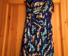 Stunning One shoulder Blue/multi coloured sequin dress with cut out detail on back