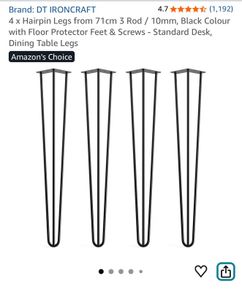 4 x Hairpin Legs for Table or Desk