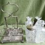 Antique Cruet Set Five Piece Silver Plate & Cut Glass w. Caddy c.1890s Victorian Tableware Image 4