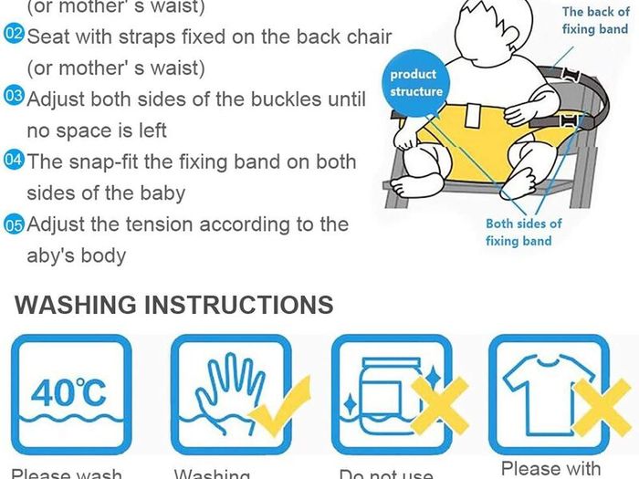 Portable Feeding Booster Seat Strap for Travel/Home/Restaurants/Shopping (Khaki)