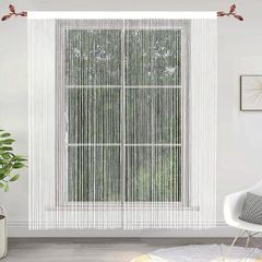 String Door Curtains Fly Screen Curtain For Window Decorations Living Room Doorways Crystal Plain Tassel(90x200cm 2PC White)
