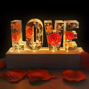Love Light with Eternal Rose, Valentines Gift for Her, Girlfriend, Romantic Decorations for Bedroom, Valentines Day, Birthday Gifts, Anniversary