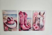 3 canvas framed 35x55cm each size