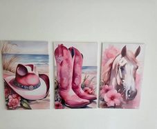 3 canvas framed 35x55cm each size