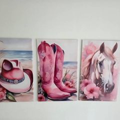 3 canvas framed 35x55cm each size