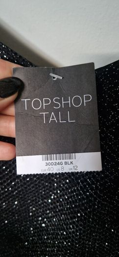 Topshop Tall Sparkly Black Mesh Bodycon Lined Dress Size 12