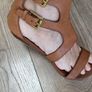 MICHAEL KORS tan gladiator sandals with gold zip Sz 7 UK Image 5