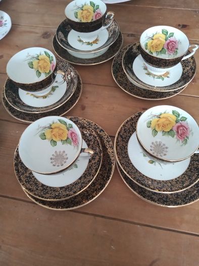,5 vintage china trios imperial china