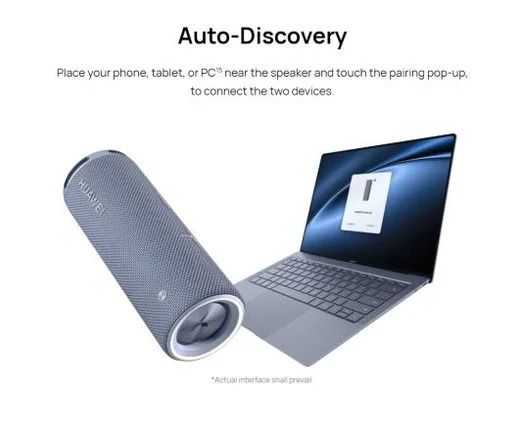 HUAWEI Sound Joy Portable Bluetooth Speaker, 79 dBA @2 m Devialet Quad Speakers, 26 Hour Playback, Shake Stereo Link Up, Obsidian Black