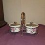 1960's Enoch Wedgewood Pink Rose Marmalade Pots with silver plate caddy Image 3