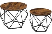 Coffee Tables, Set of 2 Side Tables, Robust Steel Frame, for Living Room, Bedroom, Rustic Brown and Black (FREE POSTAGE)