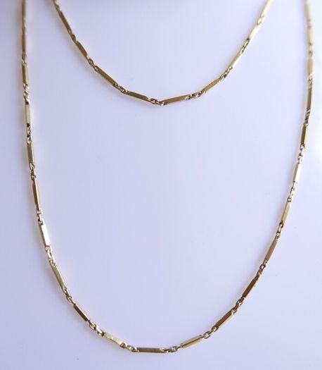 Antique Solid 18K Yellow Gold Bar-Link Chain Necklace length 23" - 5,6g